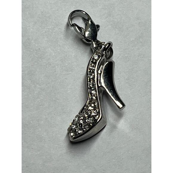 Stiletto High Heel Pump Shoe Charm Bracelet. Necklace.Faux Diamond Silver tone - Picture 2 of 4